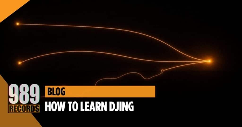 Three glowing paths converging into one orange point, representing the three ways to learn DJing: DJ school, online course, or teaching yourself